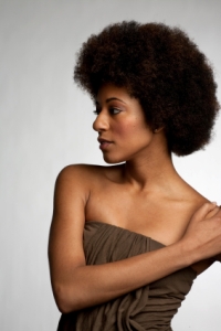 woman with Afro Curly hair style