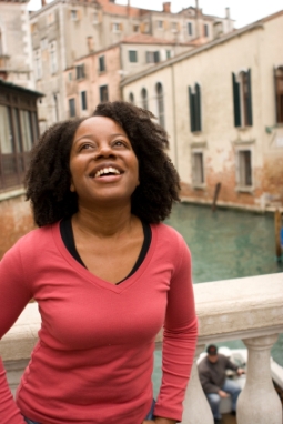 woman with curly hair style in venice